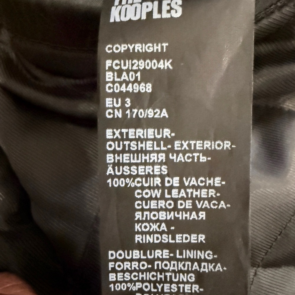 The Kooples Black Distressed Leather‎ Bomber Cropped Jacket Size FR 3 US 8 L - Picture 6 of 13